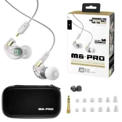 MEE audio M6 PRO In Ear Monitor Headphones for Musicians, 2nd Gen Model - White