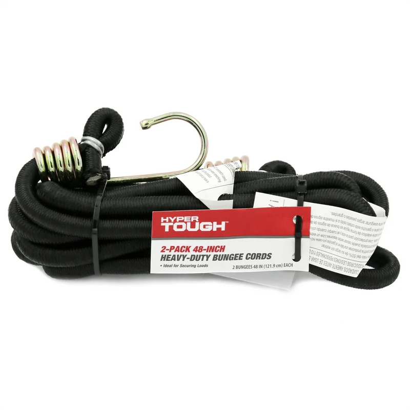 2 Pack 48 Inch Heavy Duty Rubber Bungee Cords, Black