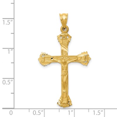 Pre-owned Superdealsforeverything Real 14kt Yellow Gold Crucifix Charm