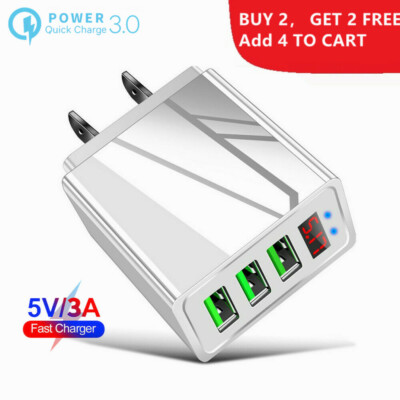 3 Port USB Hub Wall Fast Charger for Cell Phone iPhone Samsung Android