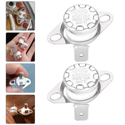 2pcs Thermostat Normally Closed 160°C Thermostat Ksd301 Snap Disc