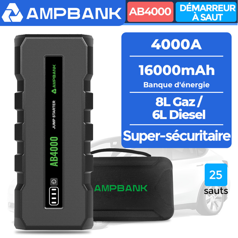 Ampbank Booster Batterie 4000a 16000mah Jump Starter Portable Jusqu'Ã  8,0 Litres