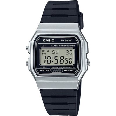 Casio F91WM-7A,  7 Year Battery Chronograph Watch, Black Resin Strap, Alarm, NEW