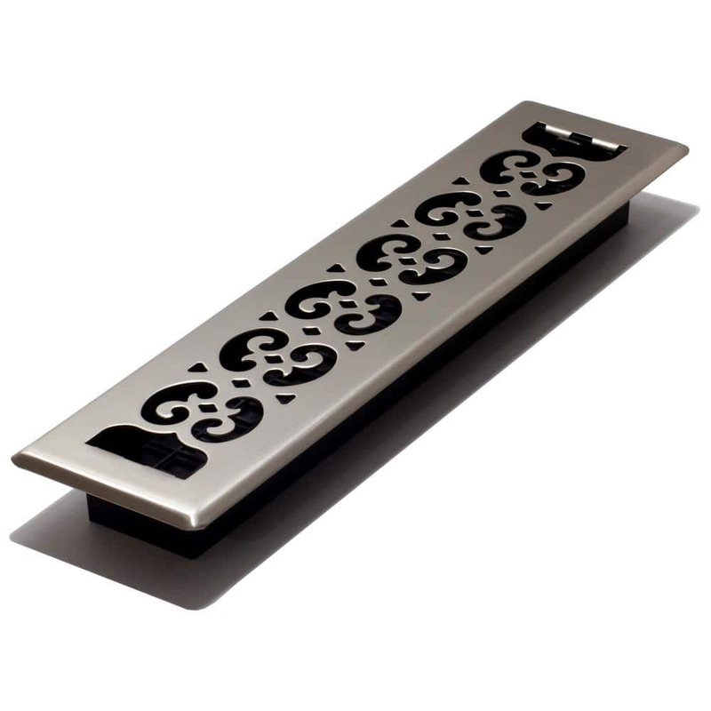 2-1/4 In. X 14 In. Brushed Nickel Scroll Floor Register