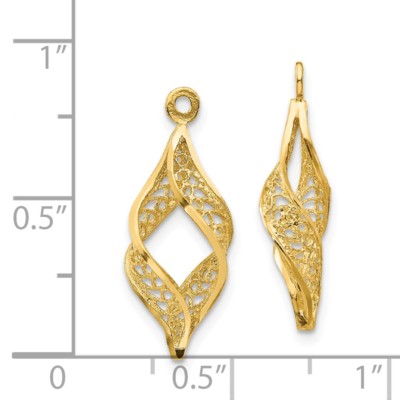 Pre-owned Superdealsforeverything Real 14kt Yellow Gold Polished Filigree Swirl Earring Jackets