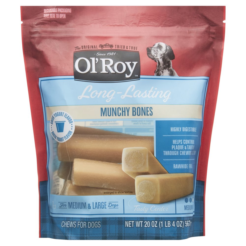 Ol' Roy Munchy Bone Dog Treats, Greek Yogurt, 20 Oz, 7 Count