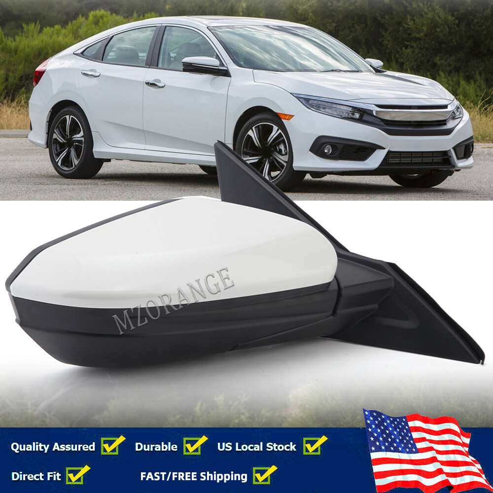 Пассажирское правое боковое зеркало жемчужно-белого цвета для Honda Civic Coupe Sedan 2016-2021 RH
