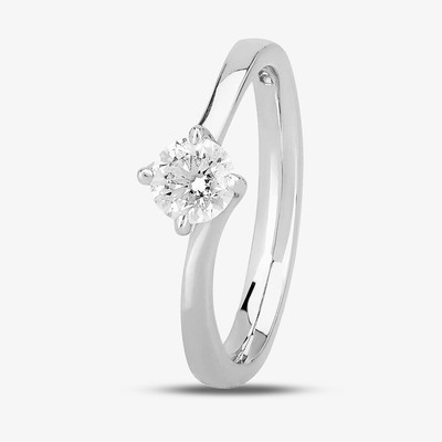 1888 Collection Platinum Brilliant Cut 0.50ct Diamond Solitaire Twist Ring RI...