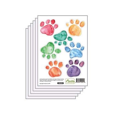 42 Pcs Colorful Hand Painted Dog Paw Stickers 