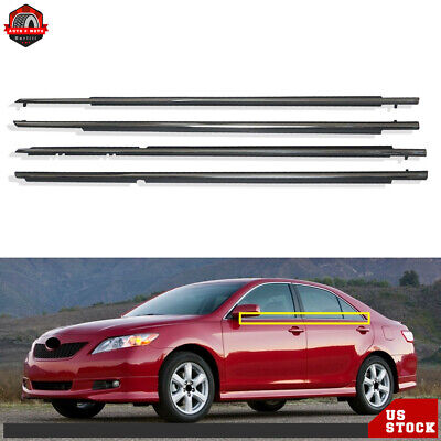 For 07-11 Toyota Camry 4Pcs Chrome Weatherstrip Seal Belt Window Moulding Trims
