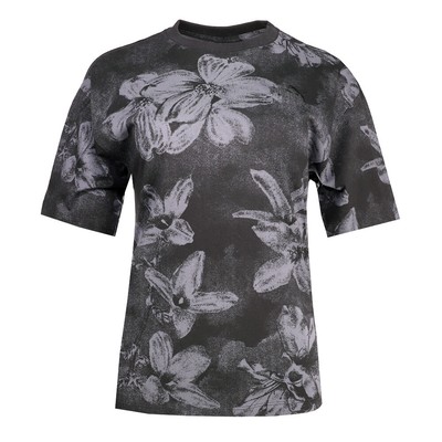 Женская черная футболка с круглым вырезом и коротким рукавом Puma Essentials + цветочный рисунок Casu