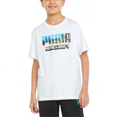 Puma Minecraft X Relaxed Crew Neck Short Sleeve TShirt Youth Boys Size XL Casua