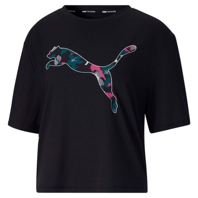 

Футболка с круглым вырезом и коротким рукавом Puma Performance, женская футболка размера , повседневные топы 522700, Черный