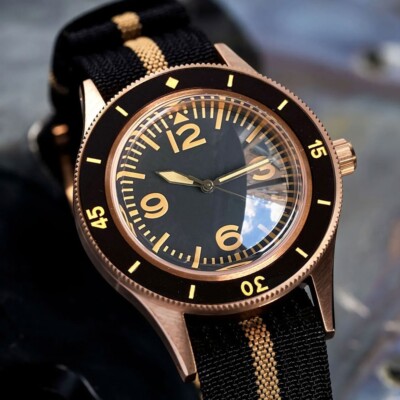 CUSN8 Solid Bronze Case Tandorio Black Dial NH35 Automatic Mens Watch Gig Number