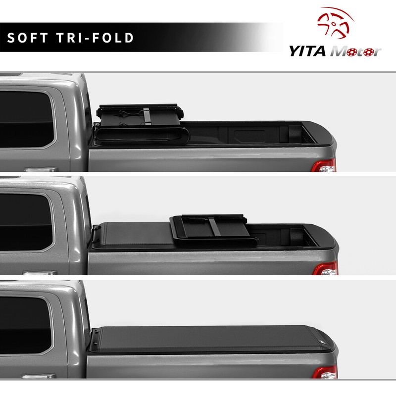 5ft Bed Tonneau Cover Soft Tri fold for 15 - 24 GMC Canyon Chevy Colorado w/Lamp