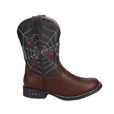 Roper Spider Web Light Up Round Toe Cowboy Toddler Boys Коричневые повседневные ботинки 09-0