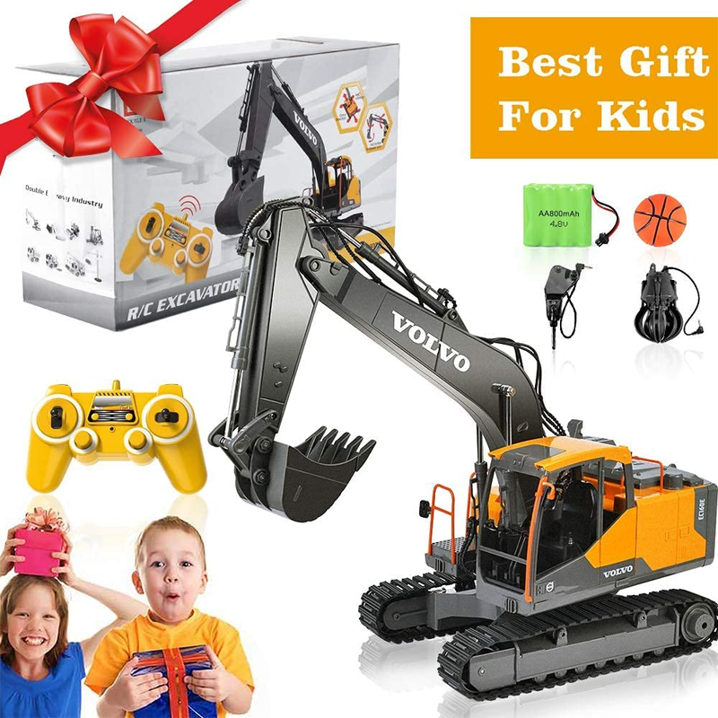 Remote Control Truck RC Excavator Toy 17 Channel 3 in 1 Claw Drill M...