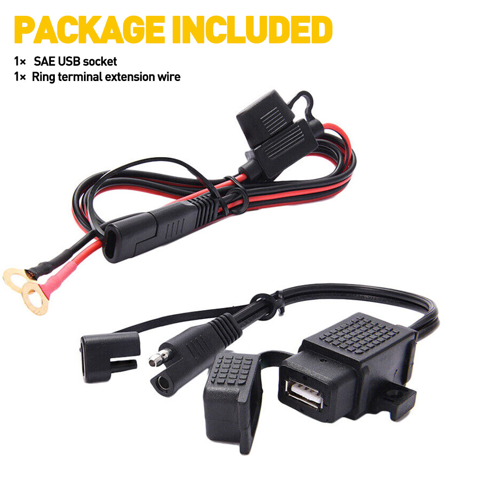 Motorcycle USB Charger Waterproof SAE USB to Cable Adapter