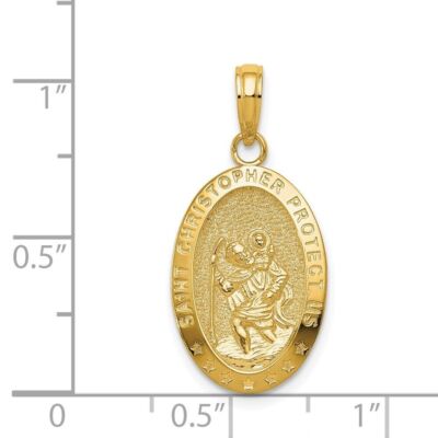 Pre-owned Diamond2deal 14k Yellow Gold Saint Christopher Medal Pendant