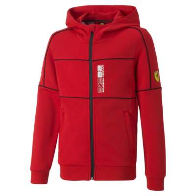 

Толстовка Puma Sf с капюшоном и полной молнией для мальчиков, красная повседневная спортивная верхняя одежда для мальчиков 53, Красный, Puma Sf Hooded Full Zip Sweat Jacket Youth