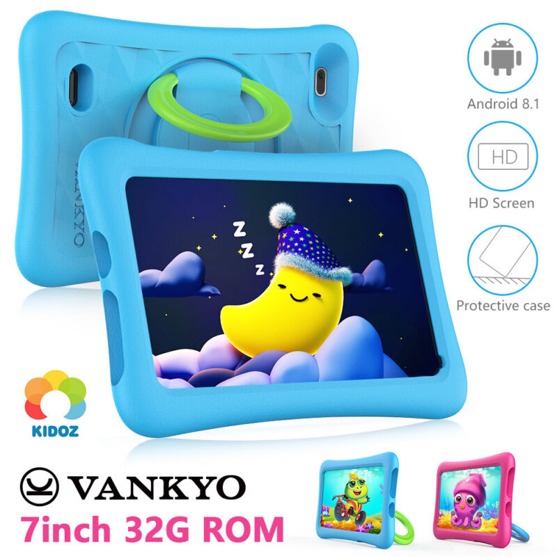 32GB 7" Android 8.1 Tablet PC For Kids Quad-Core Dual Cameras WiFi Bundle Case