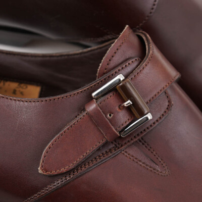 Pre-owned Santoni $1295  Goodyear-welt Brown Single-buckle Monk Strap Us 7 Shoes