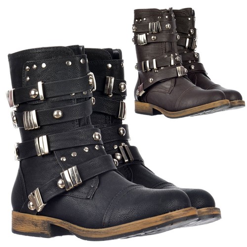 black ankle biker boots ladies