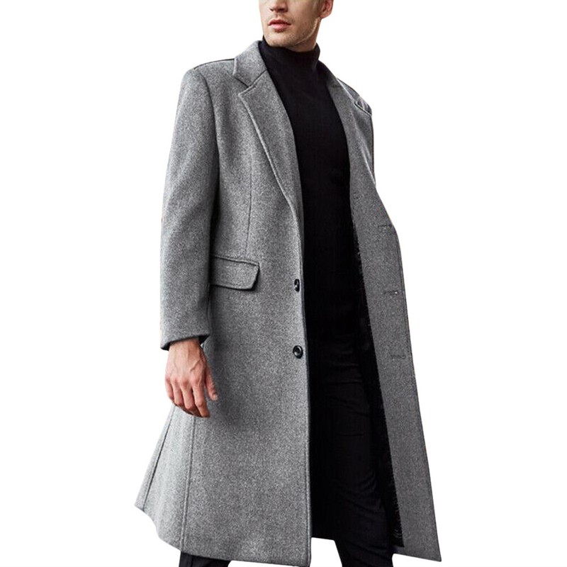 Mens Formal Trench Coat Business Long Jacket Smart Work Tops Outwear Overcoat