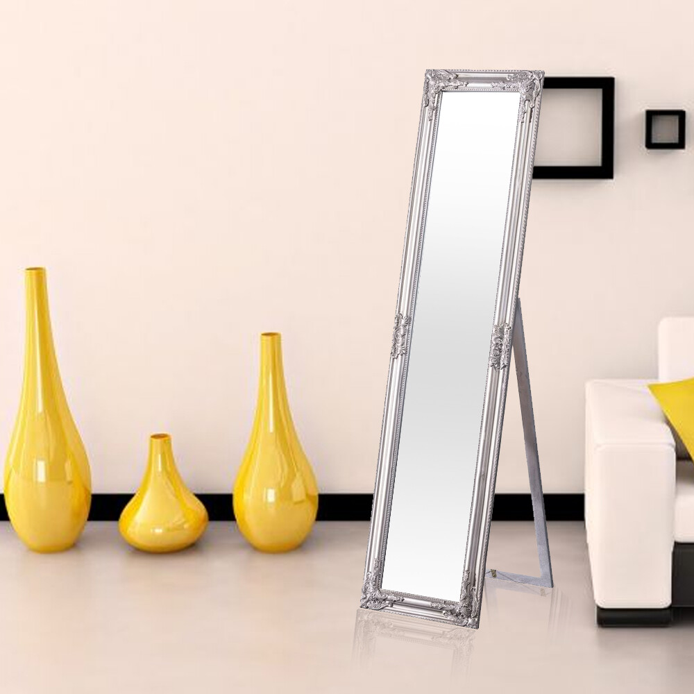 Garderobenspiegel Ankleidespiegel Standspiegel OBAMA Silber Antik 160 x 40 cm