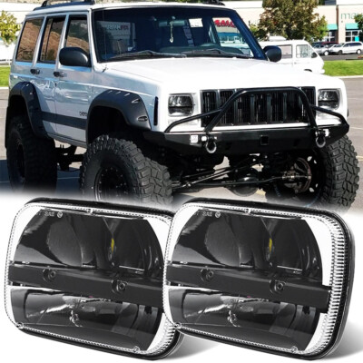 Pair 5x7'' 7x6 LED Headlights For Jeep 84-2001 Cherokee XJ /For 86-1995 Wrangler