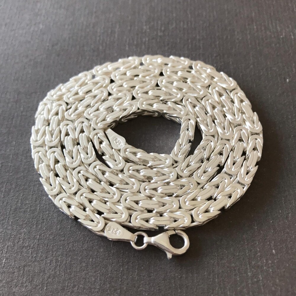 Pre-owned Handmade 26 Inch Mens Byzantine Viking Chain Necklace 4mm 59gr Real 925 Sterling Silver