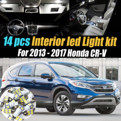 14Pc Super White Interior LED Light Bulb Kit Package for 2013-2017 Honda CR-V