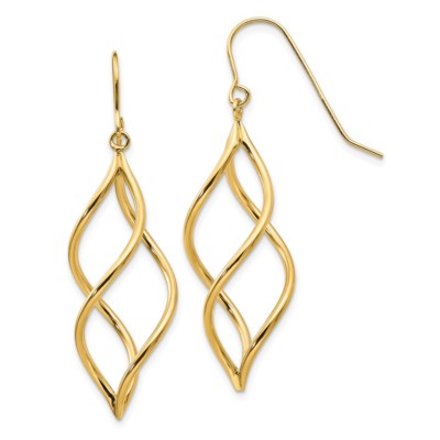 Pre-owned Superdealsforeverything Real 14kt Yellow Gold Swirl Dangle Earrings