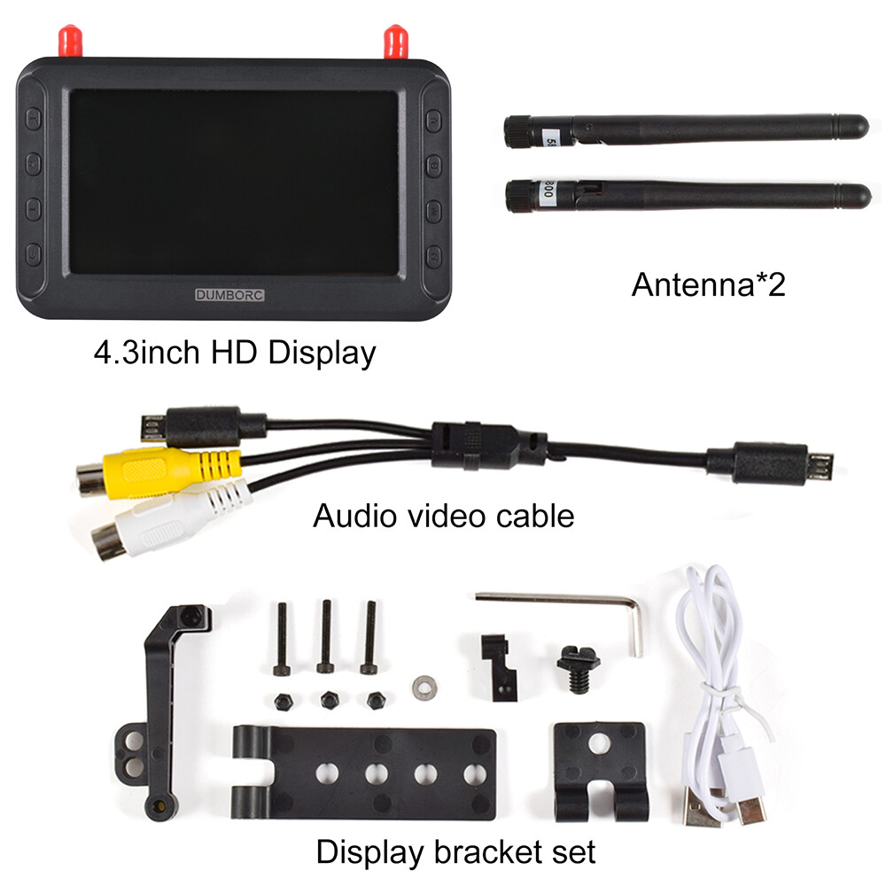 DUMBORC 4.3" FPV 5.8G Image Transmitter Receiver HD FPV Camera for RC Car Drone