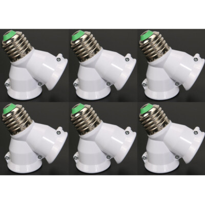 6x LED Light Lamp Bulb Socket 1 E27 Male to 2 E27 Female Y Type Spliter Adapter
