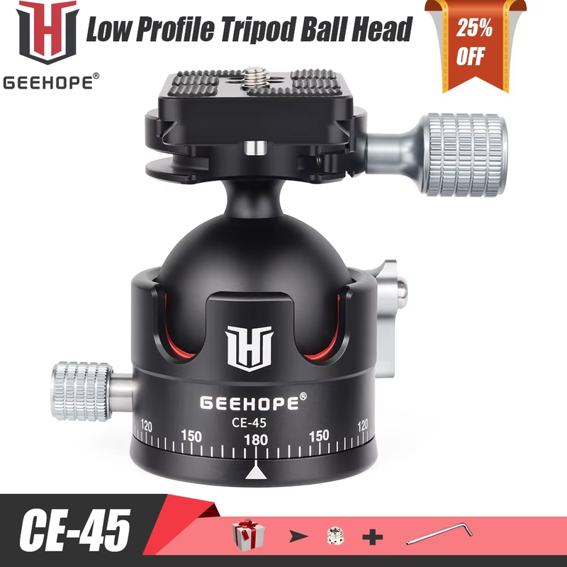 GEEHOPE CE-45 Low Profile Tripod Ballhead Universal Panoramic 45mm BallHead for