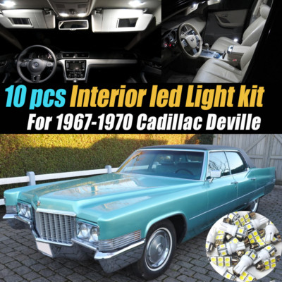 10Pc Super White Car Interior LED Light Bulb Kit for 1967-1970 Cadillac DeVille