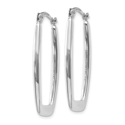 Pre-owned Diamond2deal 14k White Gold Polished 2.25mm Rectangle Hoop Earrings