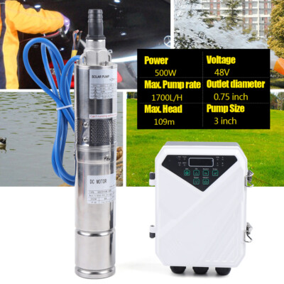 DC Solar Water Pump 48V Submersible Deep Well Pump Garden Irrigation Kit 500W