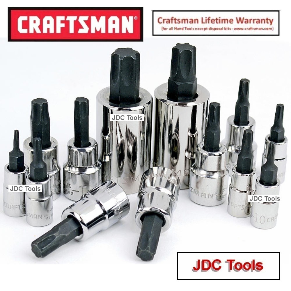 Craftsman 13 pc 1/4" 3/8" 1/2" Drive Torx Bit Socket Set 49294 7 9 Craftsman 13 pc 1/4" 3/8" 1/2" Drive Torx Bit Socket Set 49294 7 9