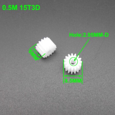 100Pcs 0.5M 15T D-Shape Plastic Spur Gear 15 Teeth A Bore Hole 3MM 153D D-Shaft