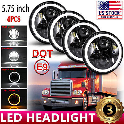4pcs 5 3/4" 5.75" Projector LED Headlights Sealed Beam fit for Peterbilt 359 348