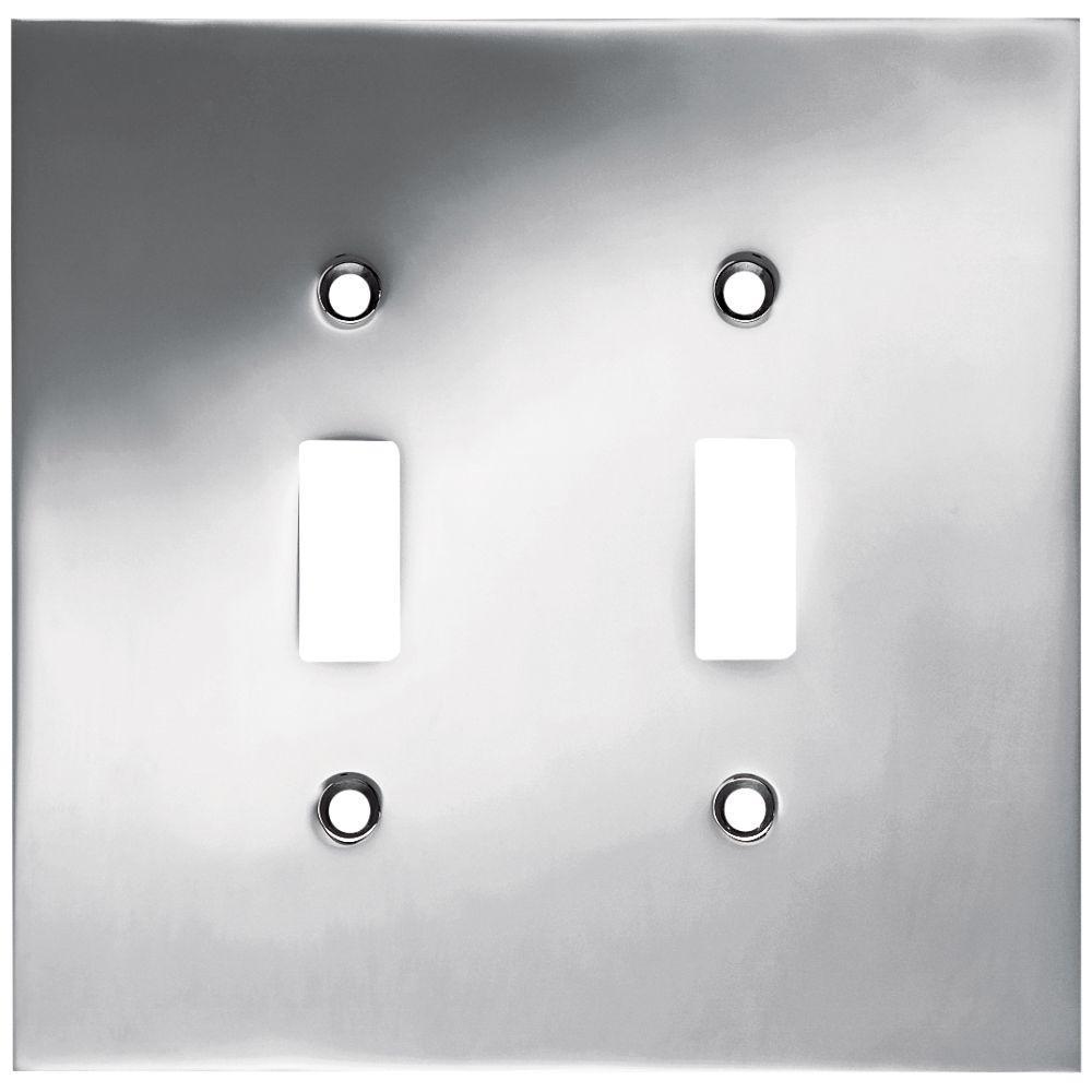 W66892-PC Concave Double Switch Cover Wall Plate Polished Chrome
