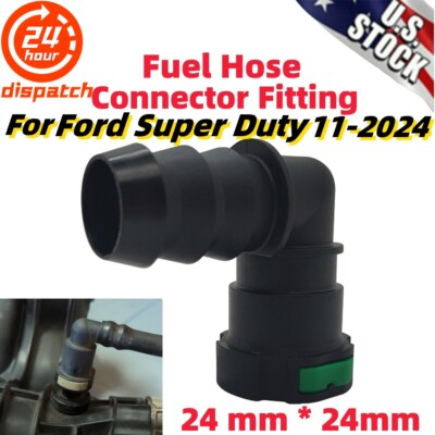 For 2011-24 Ford 90 Deg Elbow 2 Button Quick DEF Tank Connector 24x24mm 1-IN