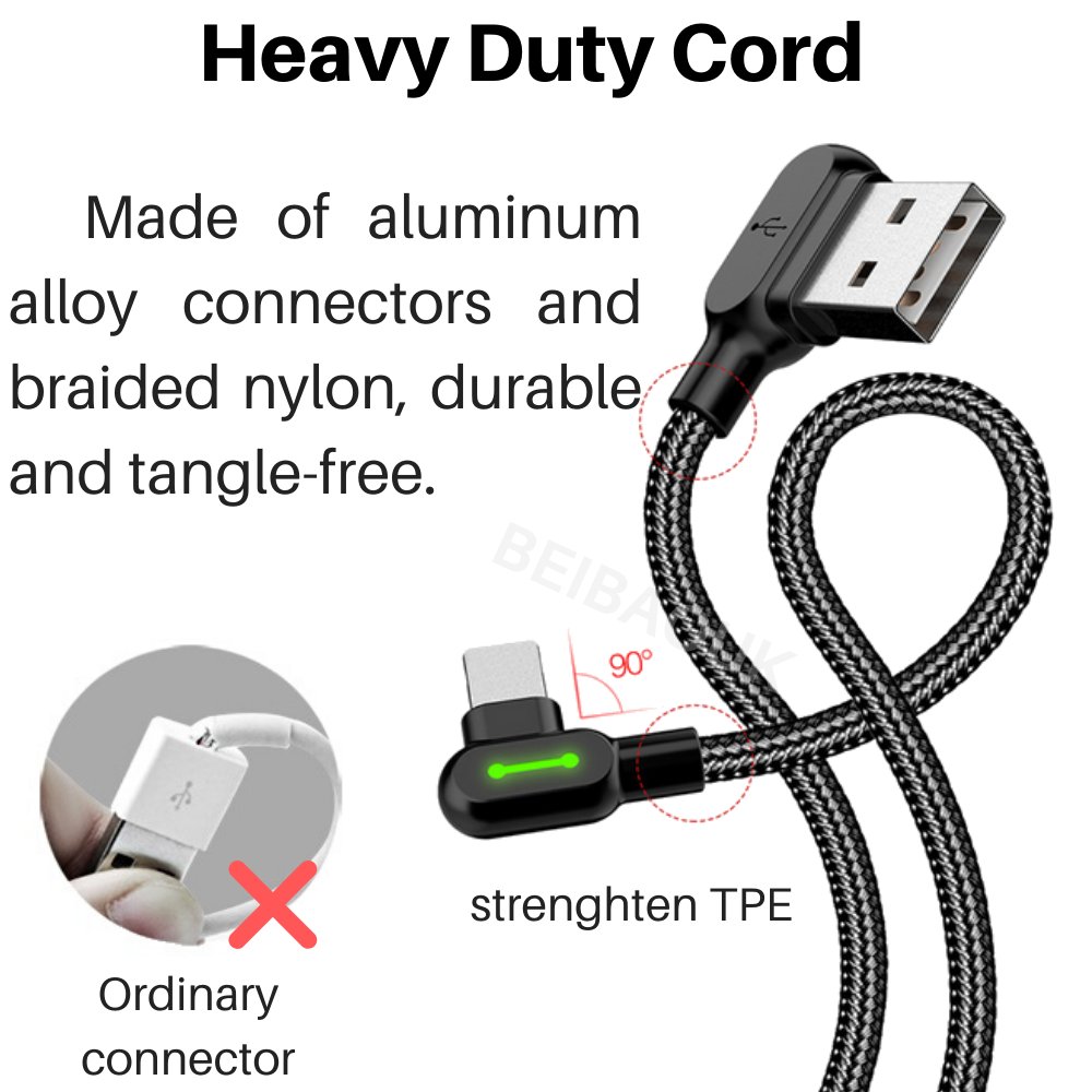 3 Pack Mcdodo 90 Degree USB Cable Lot LED Fast Charge Data For iPhone Charger SE