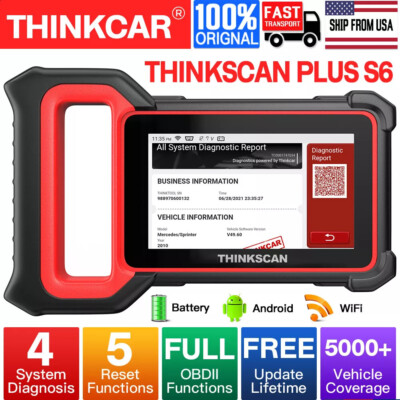 2024 ThinkScan Plus S6 OBD2 Scanner Oil SAS EPB ETS TPMS Reset Diagnostic Tools