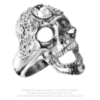 VICTORIA'S GLAD ROCKS SKULL RING Alchemy Gothic - Clear Swarovski crystals