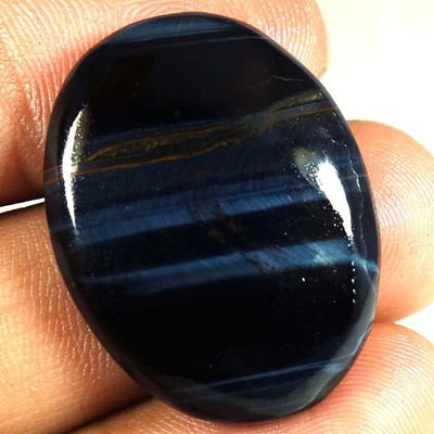 43.85Cts 100% Genuine Black Tiger Eye Loose Gemstone Oval Cabochon 24x 32x 06mm