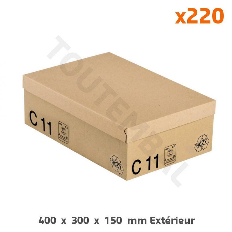 Caisse Carton Double Cannelure Ã  Couvercle 400x300x150 Mm (Par 220)