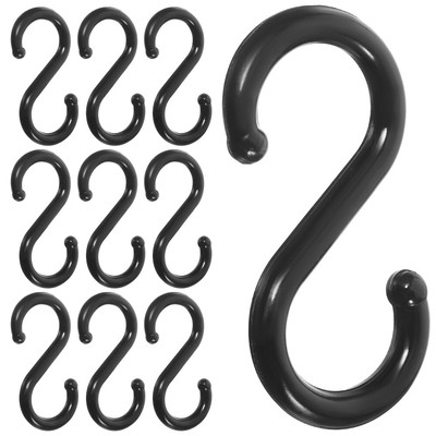  100 Pcs Small Hooks for Clothes Plastic Black Hanging Rack S-shaped